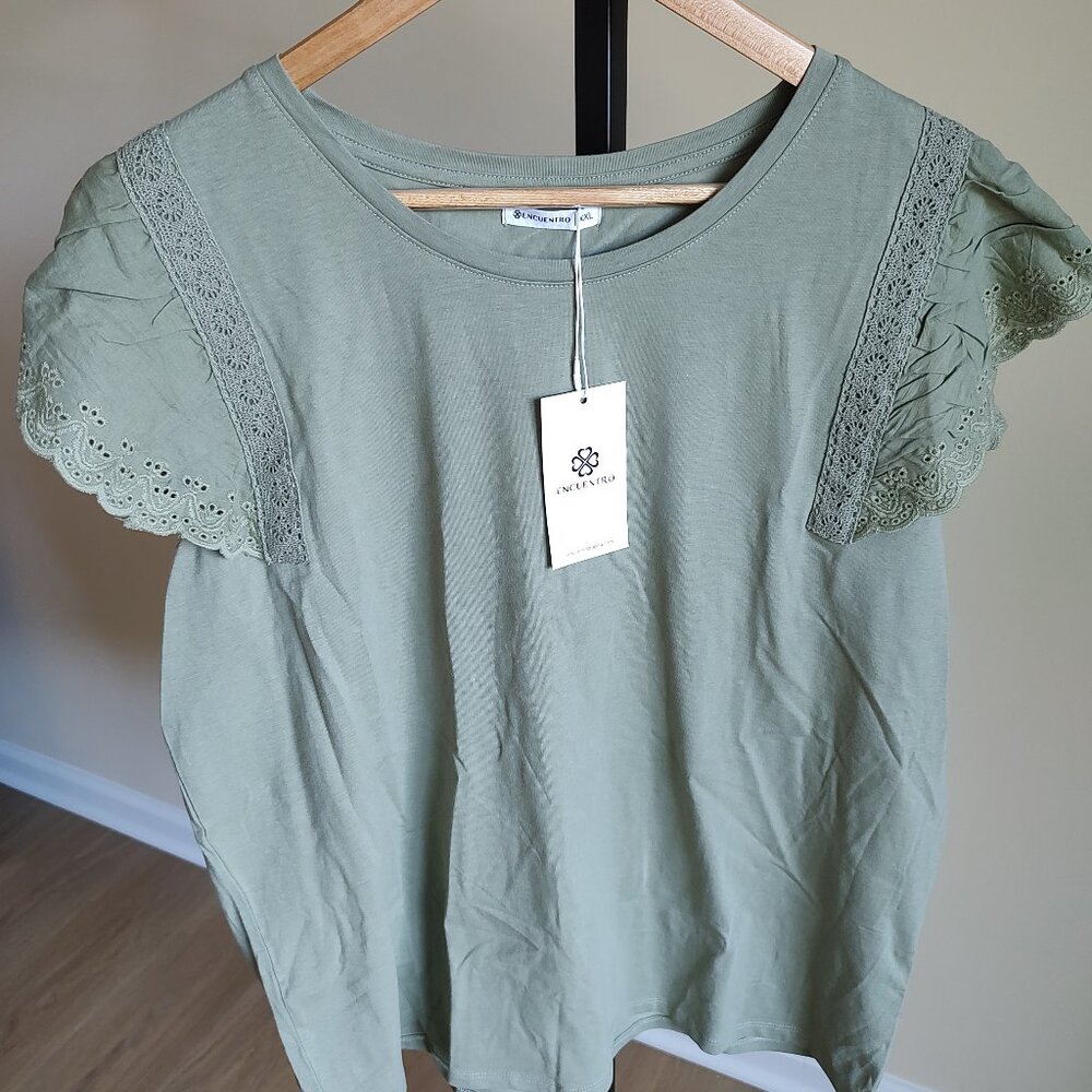Encuentro Sage Green Short Sleeve Shirt NWT - XXL